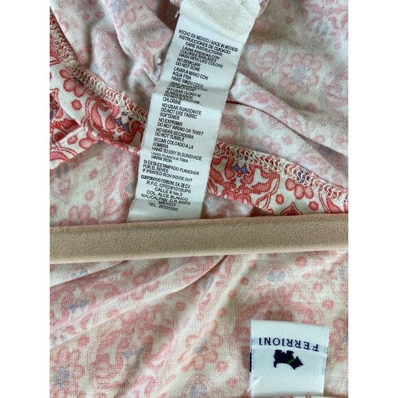 Ferrioni Womens Red & White Paisley Pattern Short Sleeve Tee Shirt Blouse Medium - Picture 3 of 4